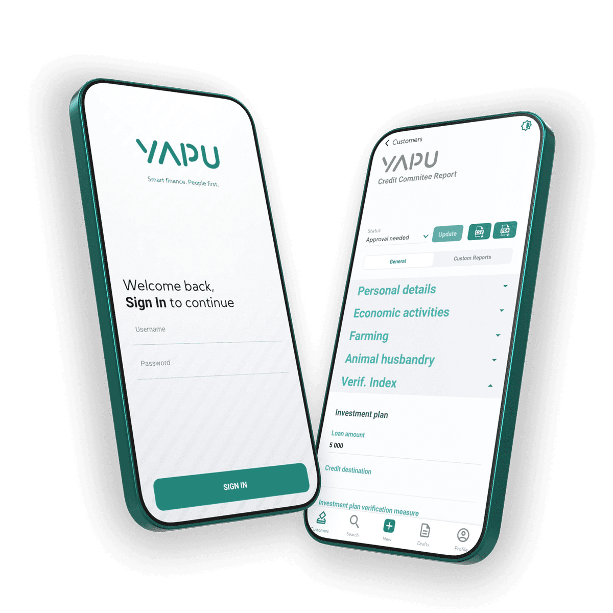 Smartphone showing YAPU mobile app